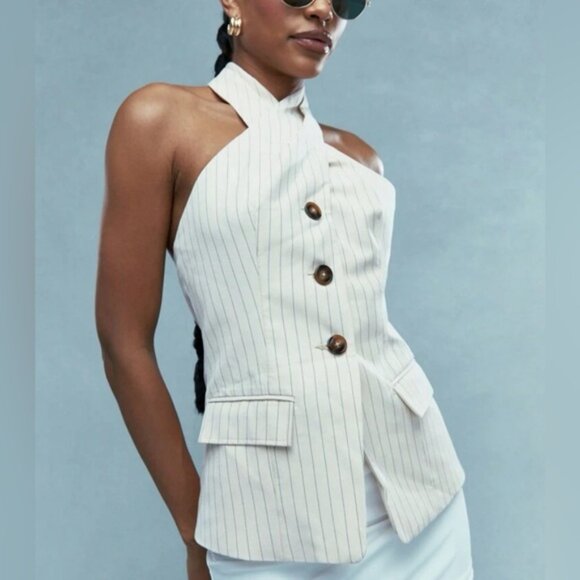 OPEN BACK HALTER VEST SEXY & GLAMOUR SZ S - Picture 1 of 4